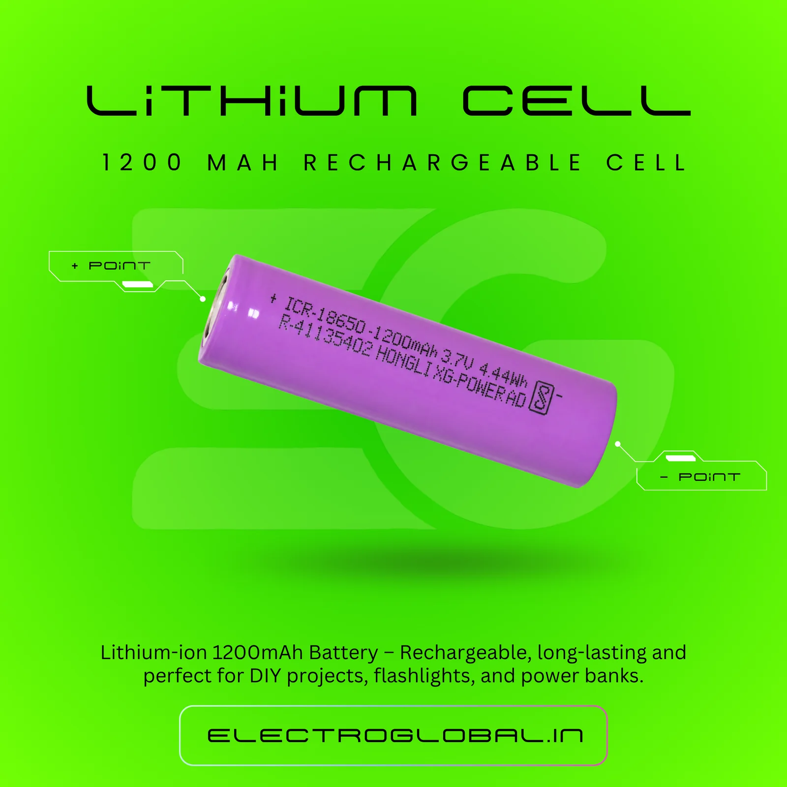 18650 1200mAh 3.7V Li Ion Rechargeable Battery | 18650 Battery Cell, 3.7V Li Ion Battery, Lithium Ion Battery for RC Car, LED Torch and Portable Devices alternate